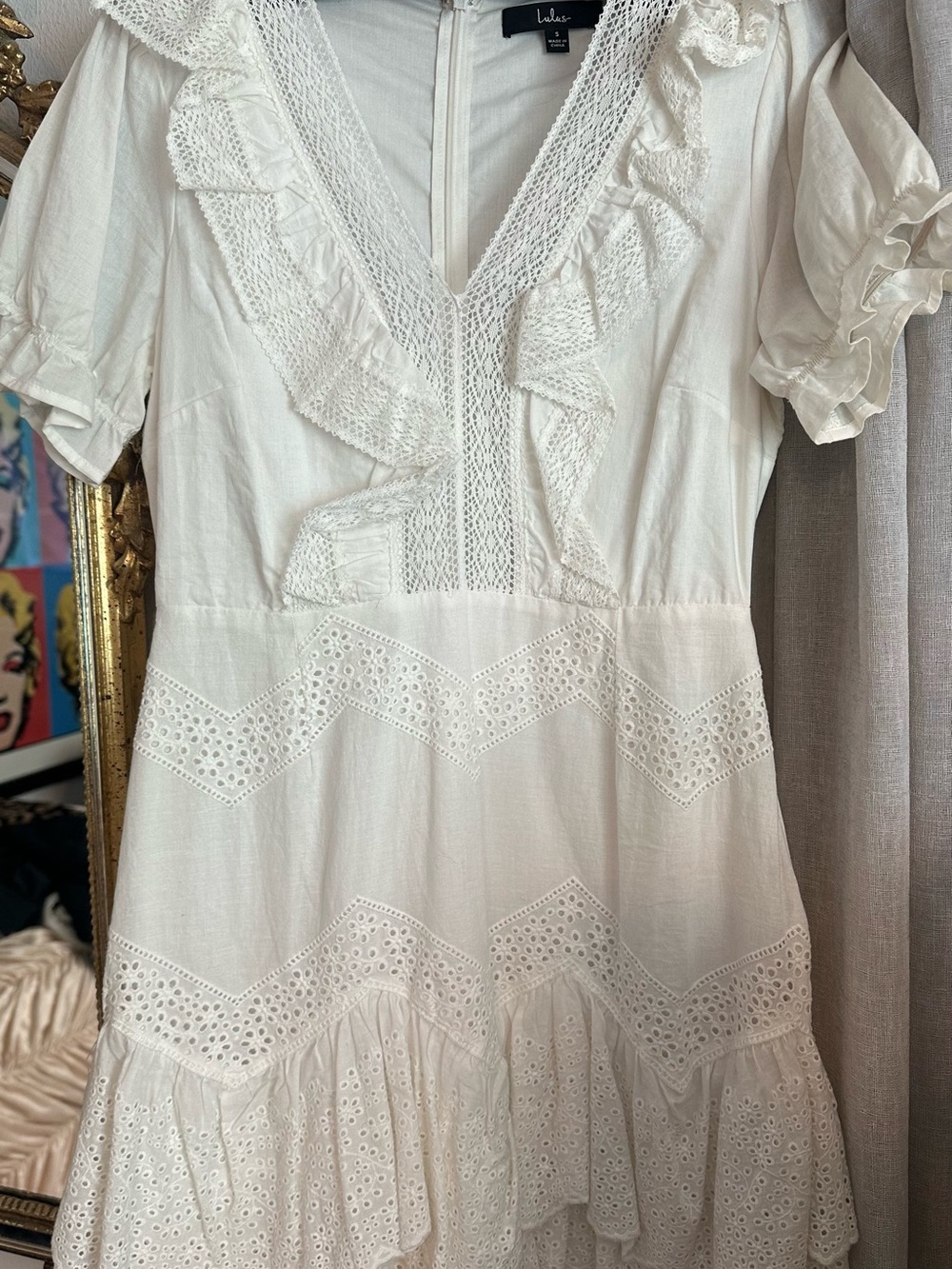 Lulu's White Eyelet Ruffle Mini Dress